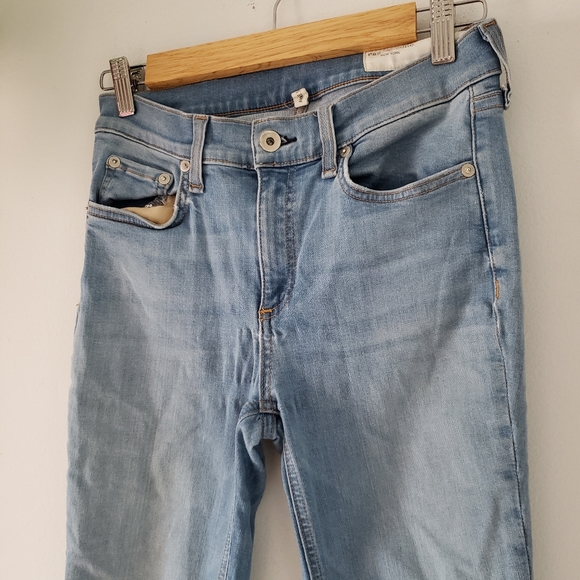 Rag & Bone Ankle Skinny Distressed Light Blue Wash Jeans In Hamilton 27 - Picture 6 of 14